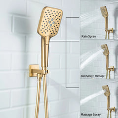 Casta Diva Rain Shower Head with Handheld Spray, Square, Brushed Gold CD-S02G-3