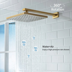 Casta Diva Rain Shower Head with Handheld Spray, Square, Brushed Gold CD-S02G-4