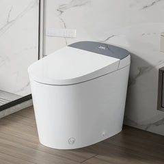 Right side view of Casta Diva smart toilet with concealed tank, auto open lid, and ADA compliant height, model CD-U010
