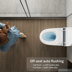 Auto flush function when user leaves Casta Diva smart toilet, model CD-U010