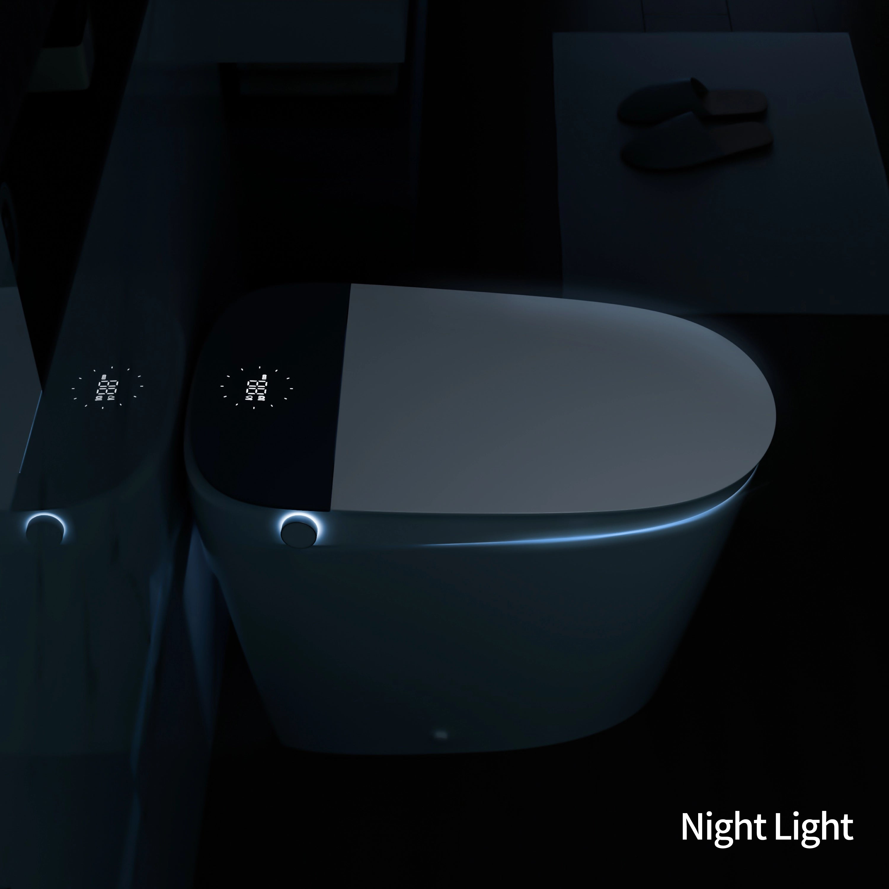 Night light feature illuminating Casta Diva smart toilet bowl, model CD-U010