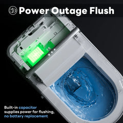 Emergency flush function in case of power outage on Casta Diva smart toilet, model CD-K010