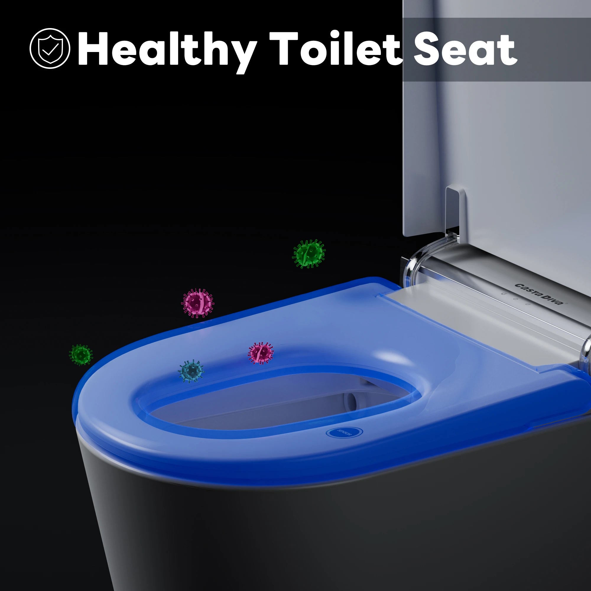 Antibacterial toilet seat ensuring hygiene on Casta Diva smart toilet, model CD-K010