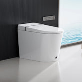 Left side view of Casta Diva smart toilet with wide heated seat, auto flush, and UV sterilization, model CD-K010