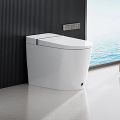 Left side view of Casta Diva smart toilet with wide heated seat, auto flush, and UV sterilization, model CD-K010