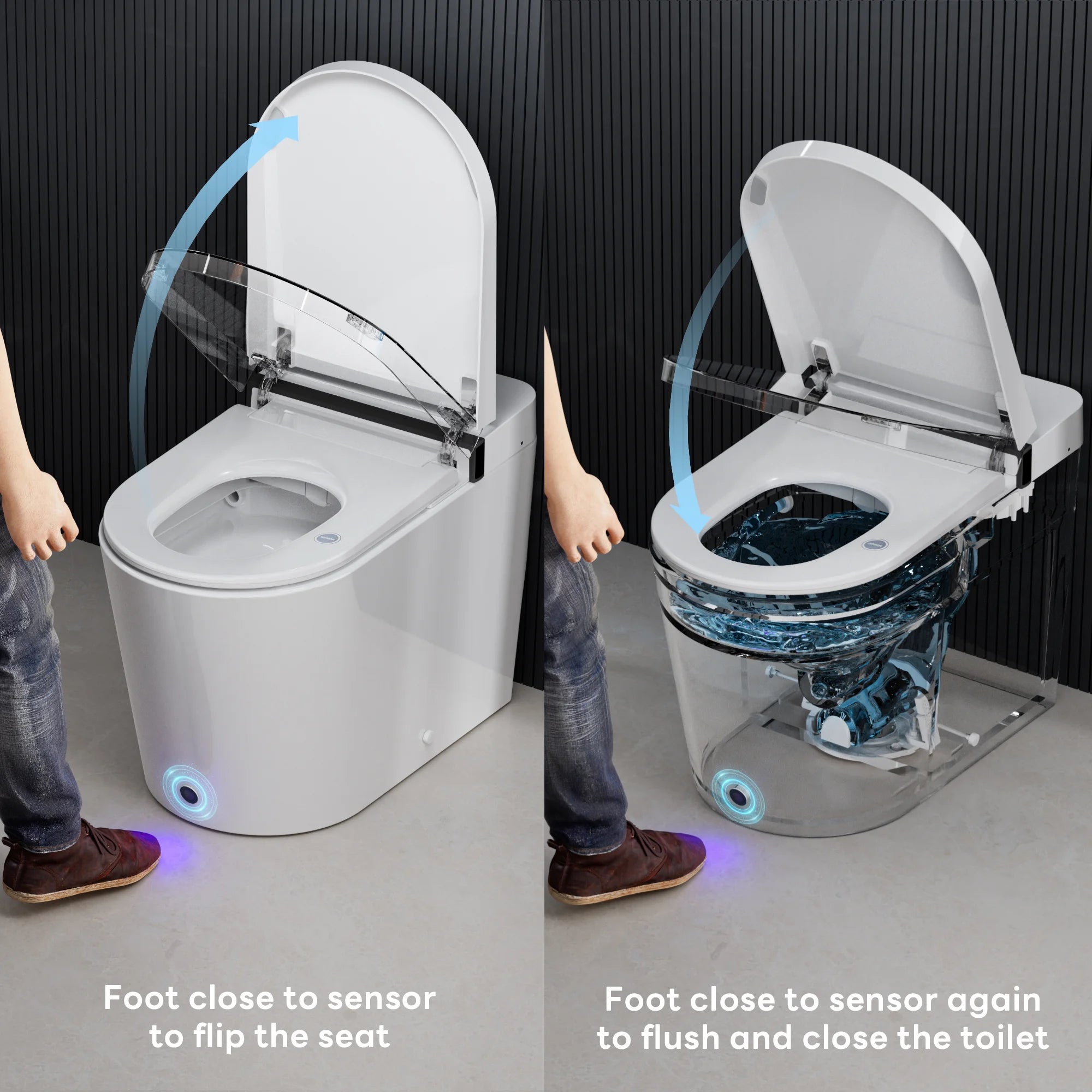 Foot sensor for opening and closing the lid hands-free on Casta Diva smart toilet, model CD-K010