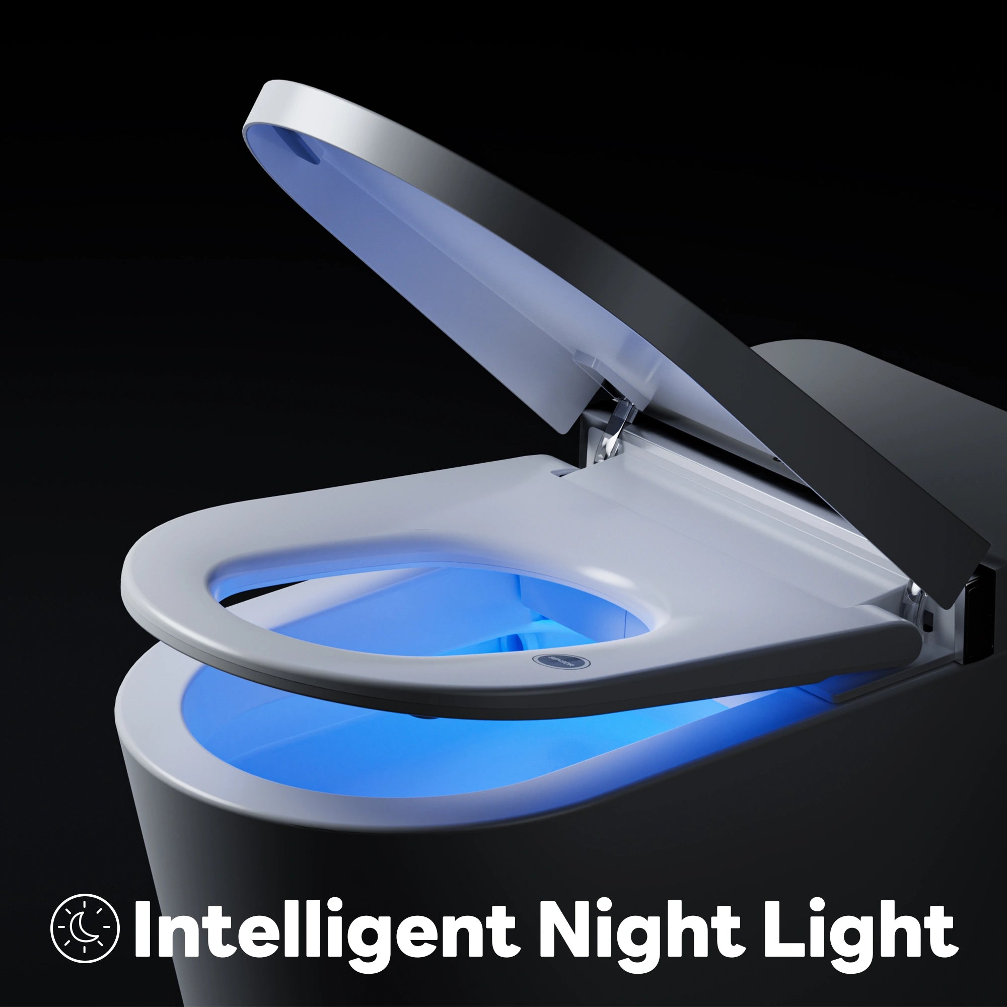 Soft night light illuminating the bowl for safe nighttime use on Casta Diva smart toilet, model CD-K010