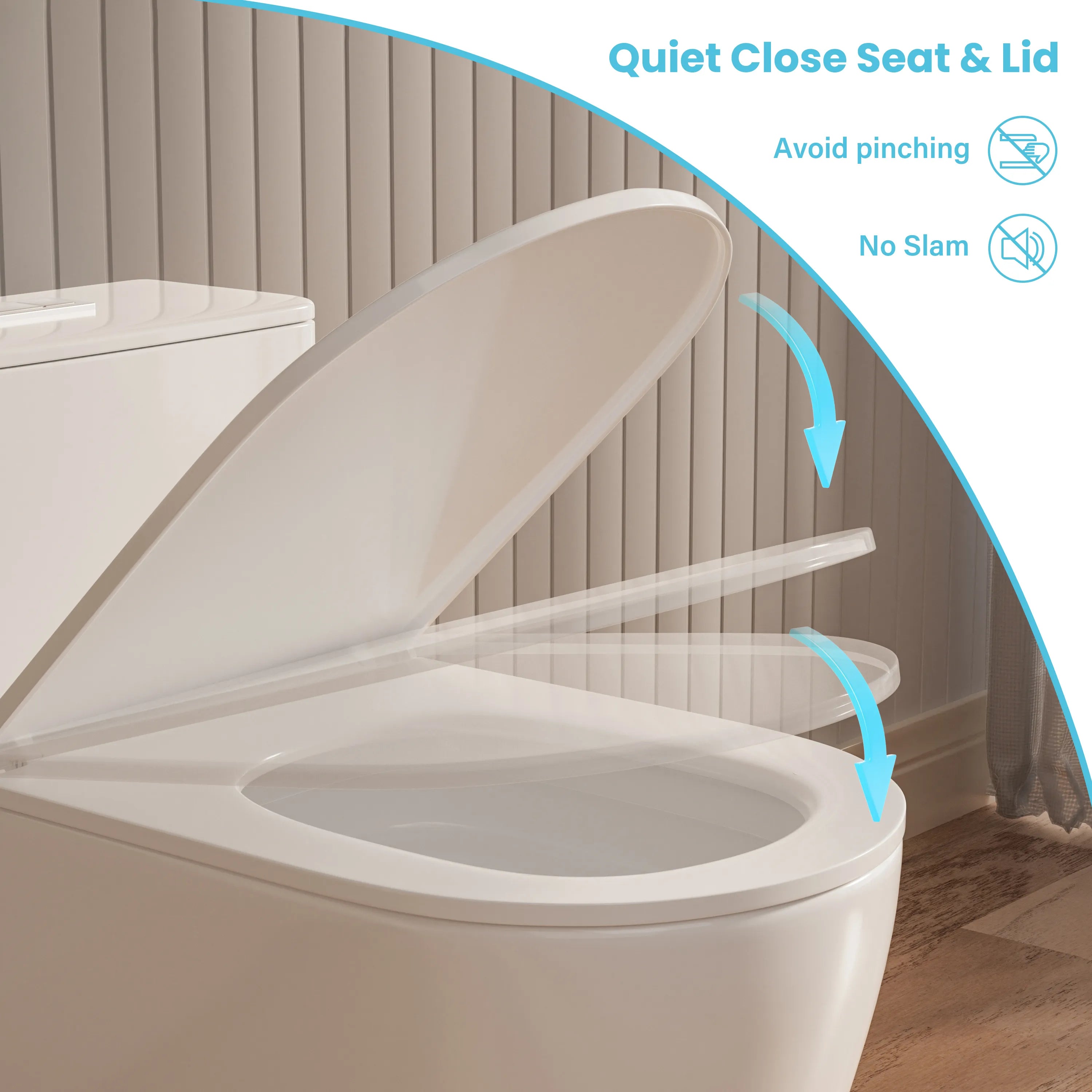 Soft-close seat and lid mechanism on Casta Diva ADA one-piece elongated toilet, model CD-T005