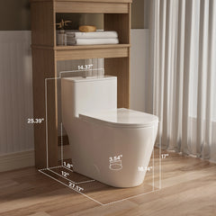 Dimensions diagram for Casta Diva elongated one-piece toilet, ADA height, model CD-T005