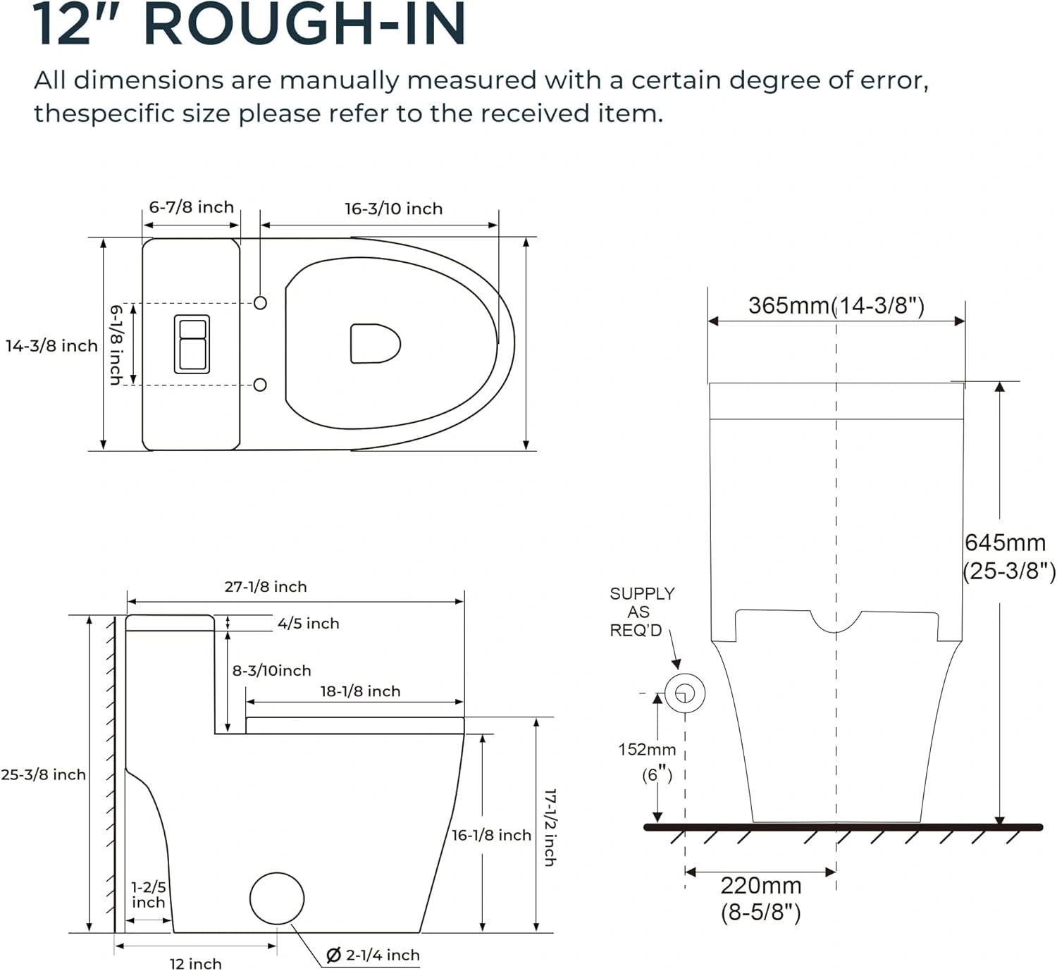 Technical drawing of a toilet with dimensions labeled-T005