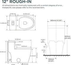 Technical drawing of a toilet with dimensions labeled-T005