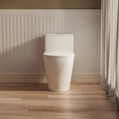Casta Diva elongated one-piece toilet, ADA comfort height, dual flush design, front view, model CD-T005