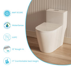 Certifications for Casta Diva elongated one-piece toilet, ADA compliance and water efficiency labels, model CD-T005
