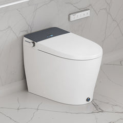 Modern toilet with digital display in a bathroom setting