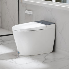 Modern toilet with digital display in a bathroom setting