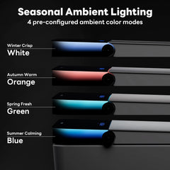 Product with ambient lighting modes displayed on a dark background