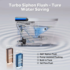 White toilet seat with features highlighted on a neutral background