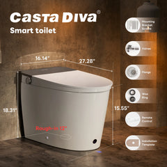 CASTA DIVA CD-K030 – Smart Toilet with Microgravity Adaptive Heated Seat, Auto Open/Close, Foam Shield & V-Sterilized Nozzle