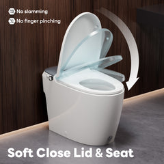 A100T Non-Electric Bidet Toilet, MAP 1000g Powerful Flush Smart Toilet with Lady/Rear Wash, Foot-kick Flush, ADA Comfort Seat Height (Power Free)