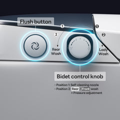 A100T Non-Electric Bidet Toilet, MAP 1000g Powerful Flush Smart Toilet with Lady/Rear Wash, Foot-kick Flush, ADA Comfort Seat Height (Power Free)