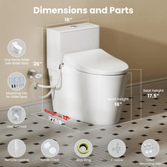 CASTA DIVA CD-Y020 – Electric Bidet Toilet with Heated Seat, Warm Water Wash & Warm Air Dryer
