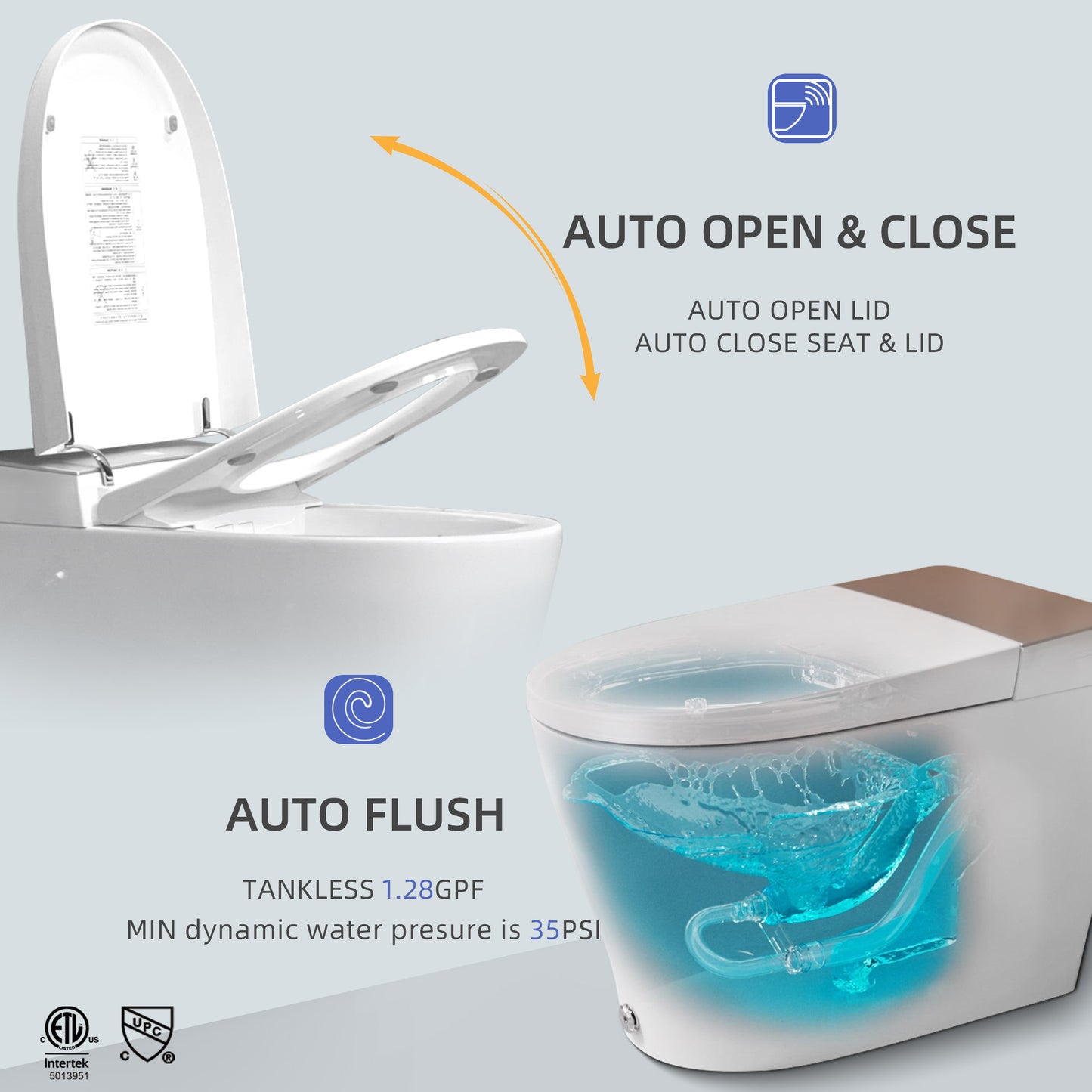 Casta Diva Tankless Smart Toilet with Heated Bidet Seat Temperature Digital Display CD-Y090