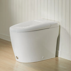 Modern One-Piece Toilet with Pressure-Assisted Flush, Hands-Free Foot Kick & Button Flush, 1.0 GPF WaterSense, 1000g MaP Flush, Soft Close Seat--A00W1
