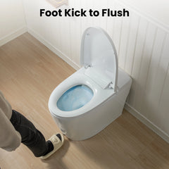 Modern One-Piece Toilet with Pressure-Assisted Flush, Hands-Free Foot Kick & Button Flush, 1.0 GPF WaterSense, 1000g MaP Flush, Soft Close Seat--A00W1