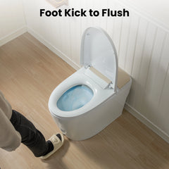 Modern One-Piece Toilet with Pressure-Assisted Flush, Hands-Free Foot Kick & Button Flush, 1.0 GPF WaterSense, 1000g MaP Flush, Soft Close Seat--A00W1-GO