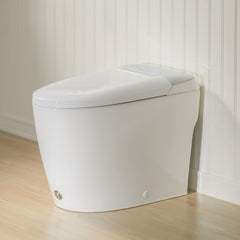 Modern One-Piece Toilet with Silver Decorative Cover, Hands-Free Foot Kick & Button Flush, 1.0 GPF WaterSense, 1000g MaP Pressure-Assisted Flush, Soft Close Seat--A00W1-SI