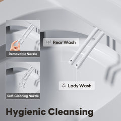 A100T-G Non-Electric Bidet Toilet, MAP 1000g Powerful Flush Smart Toilet with Lady/Rear Wash, Foot-kick Flush, ADA Comfort Seat Height (Power Free)