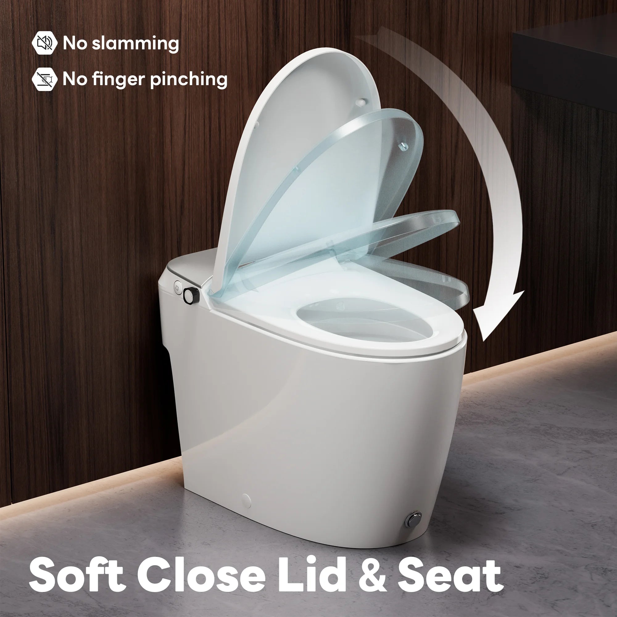 A100T-S Non-Electric Bidet Toilet, MAP 1000g Powerful Flush Smart Toilet with Lady/Rear Wash, Foot-kick Flush, ADA Comfort Seat Height (Power Free)