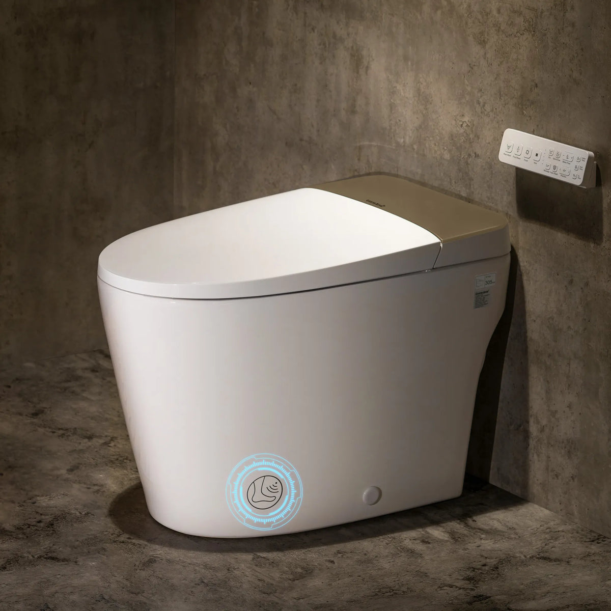 Smart Toilet with Bidet, Foam Shield, 4-Season Temperature, ADA Height, 1.0 Gallons Auto Flush, Heated Seat, Warm Water & Air Drying, Remote Control, Auto Deodorization, Blackout Flush, Night Light A200T-SG