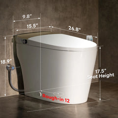 Smart Toilet with Bidet, Foam Shield, 4-Season Temperature, ADA Height, 1.0 Gallons Auto Flush, Heated Seat, Warm Water & Air Drying, Remote Control, Auto Deodorization, Blackout Flush, Night Light A200T-SG