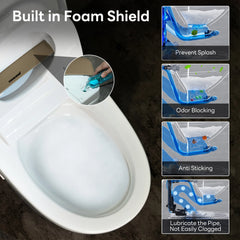 Smart Toilet with Bidet, Foam Shield, 4-Season Temperature, ADA Height, 1.0 Gallons Auto Flush, Heated Seat, Warm Water & Air Drying, Remote Control, Auto Deodorization, Blackout Flush, Night Light A200T-SG