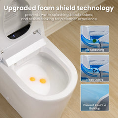 ADA Comfort Height Smart Bidet Toilet with Auto Open/Flush, Auto Temp Adjust/Foam Shield, 1.06 GPF, Remote Control