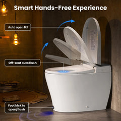 Casta Diva Smart Toilet Elongated Bidet Toilet, Built-in Tank & Pump for Powerful Flush, Auto Open/Close Lid, Heated Seat, Warm Air Dryer, Wireless Remote Control