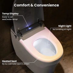 Casta Diva Smart Toilet Elongated Bidet Toilet, Built-in Tank & Pump for Powerful Flush, Auto Open/Close Lid, Heated Seat, Warm Air Dryer, Wireless Remote Control