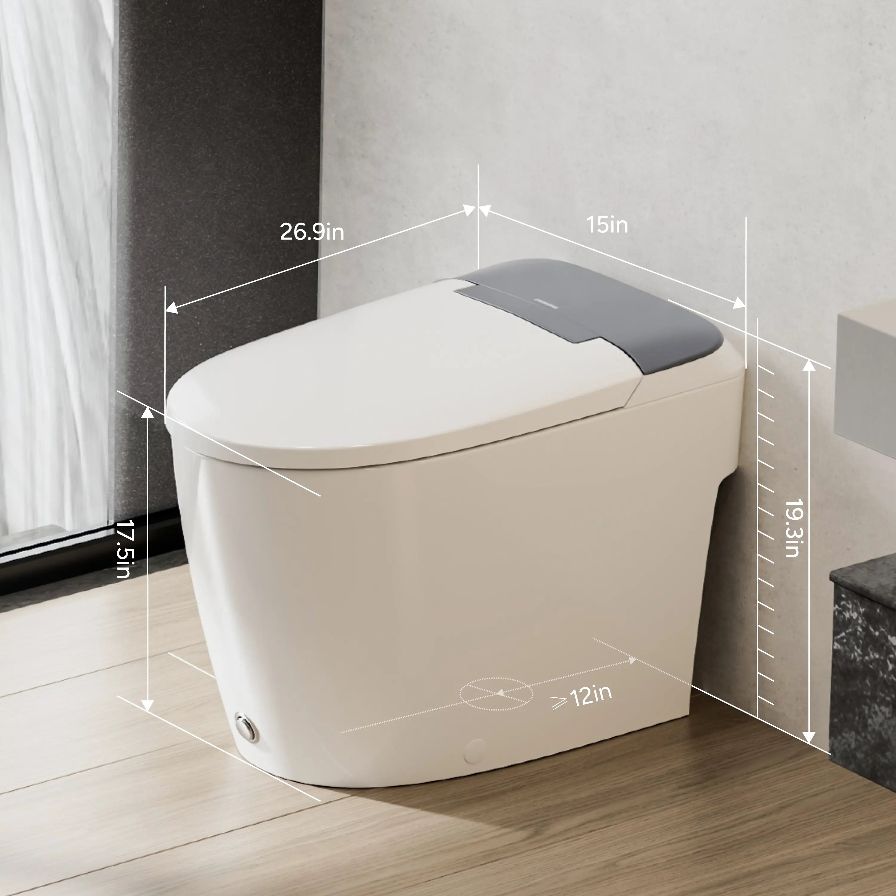 Casta Diva Non-Electric Bidet Toilet, Air-Assisted Flush, Self-Cleaning Nozzles, Space-Saving Design | CD-W10V