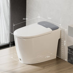 Dimensions diagram of Casta Diva non-electric bidet toilet with space-saving design, model CD-W10V