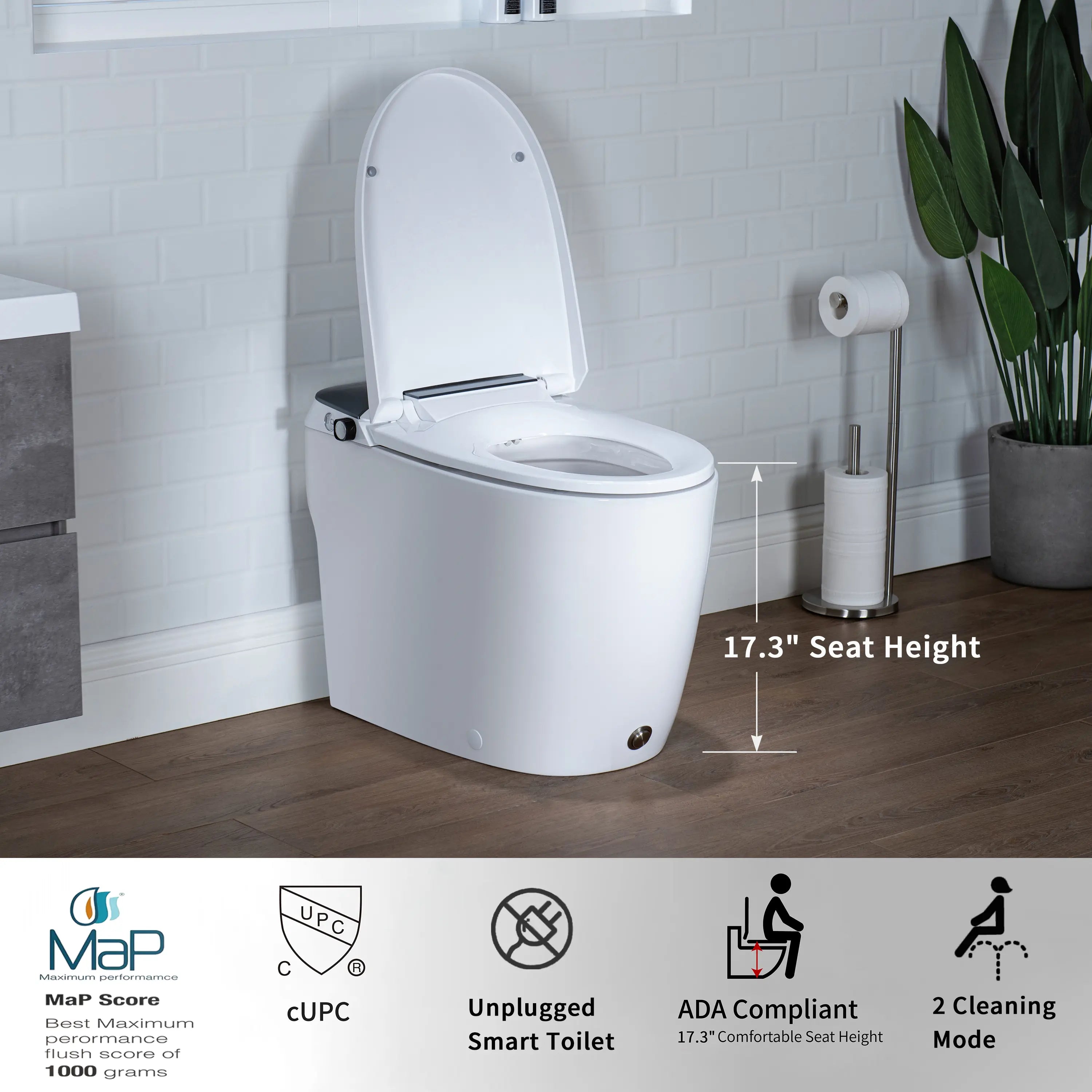 Casta Diva Non-Electric Bidet Toilet, Air-Assisted Flush, Self-Cleaning Nozzles, Space-Saving Design | CD-W10V