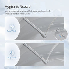Antibacterial self-cleaning nozzles with rear and feminine wash modes on Casta Diva bidet toilet, model CD-W10V