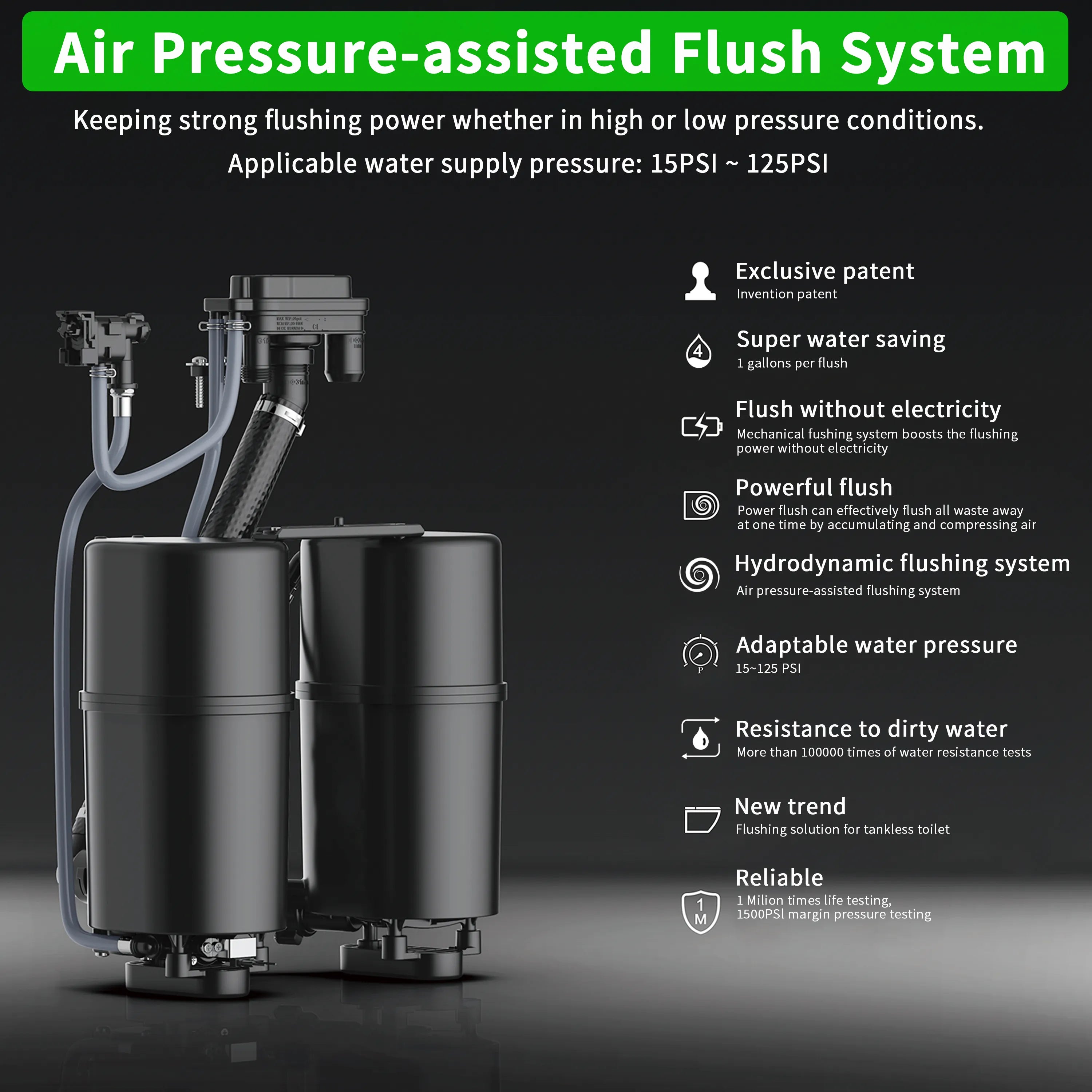 Casta Diva Non-Electric Bidet Toilet, Air-Assisted Flush, Self-Cleaning Nozzles, Space-Saving Design | CD-W10V
