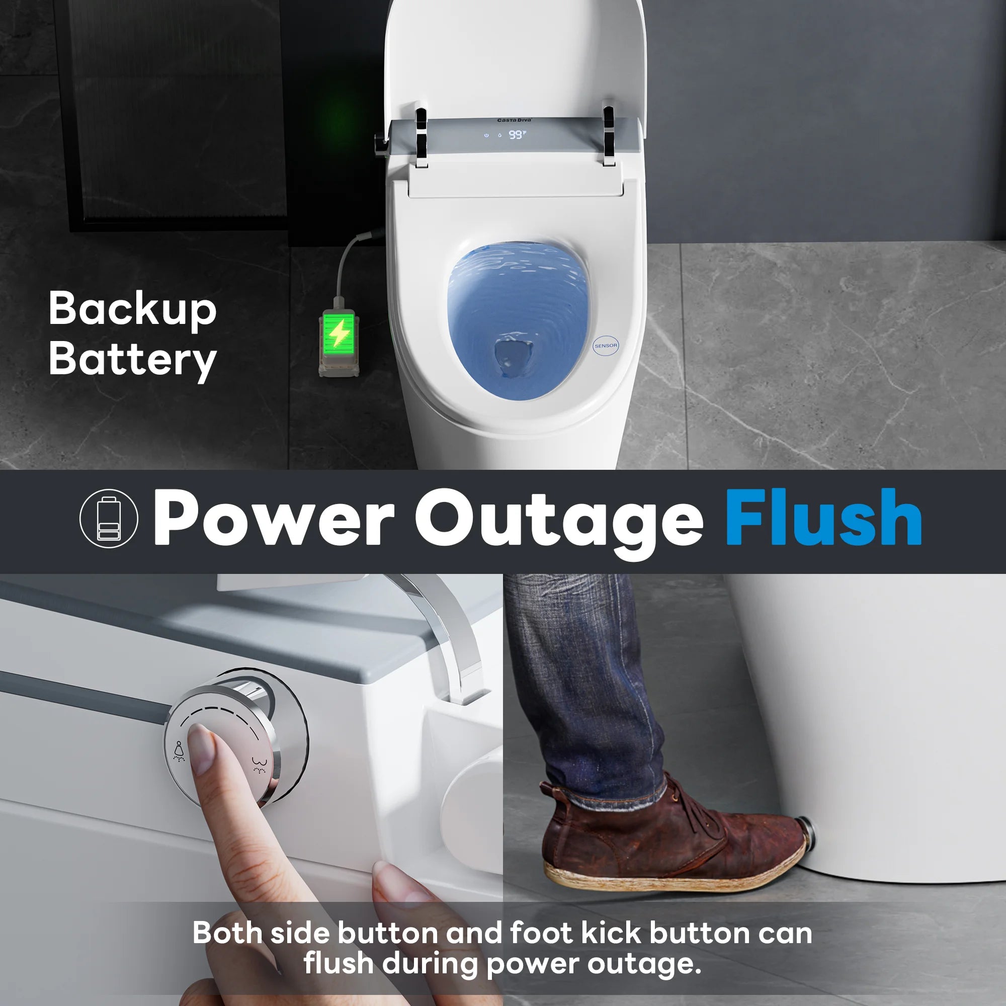 Casta Diva Smart Bidet Toilet, Auto OpenClose, Buit-in Tank CD-Y090-12