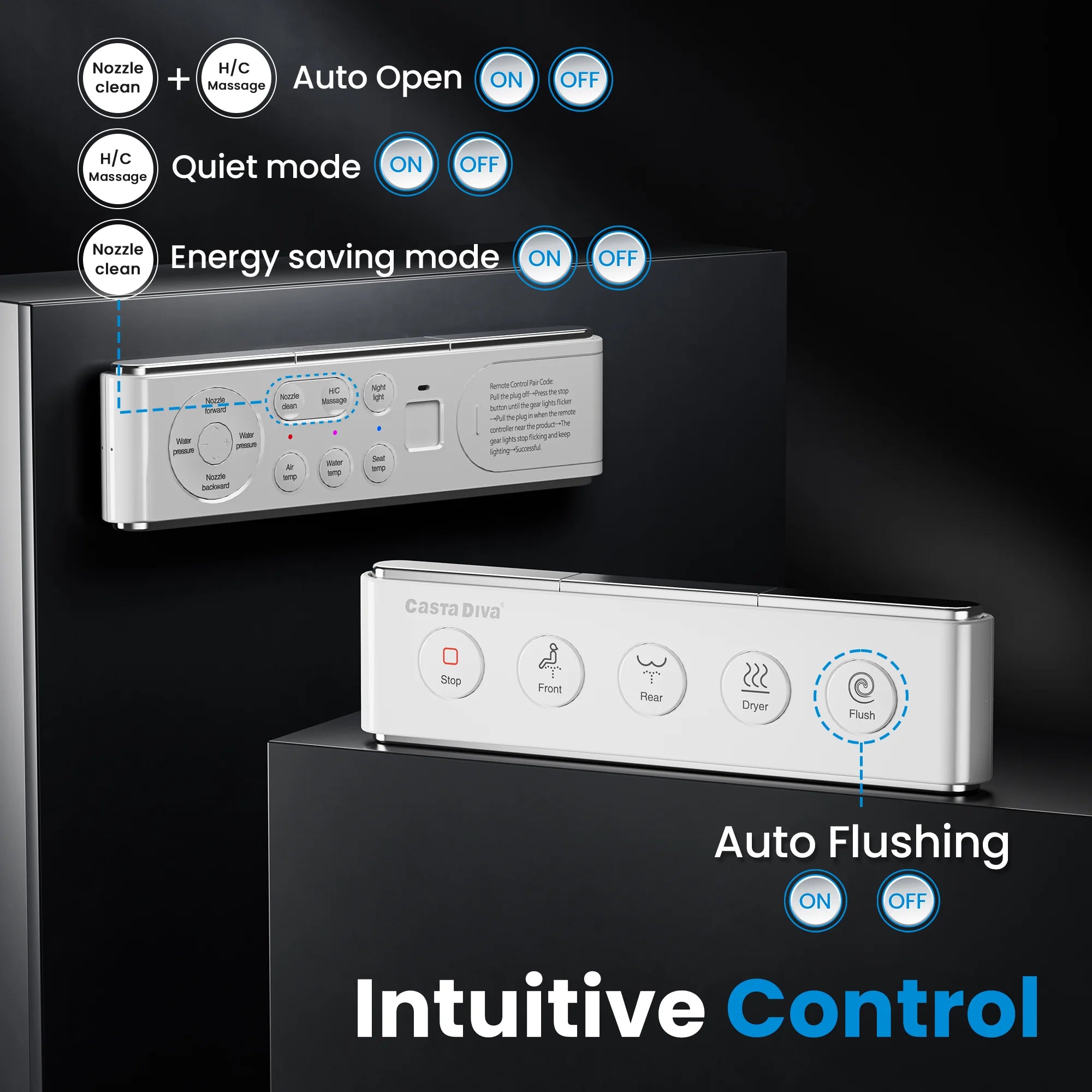 Casta Diva Smart Bidet Toilet, Auto OpenClose, Buit-in Tank CD-Y090-16