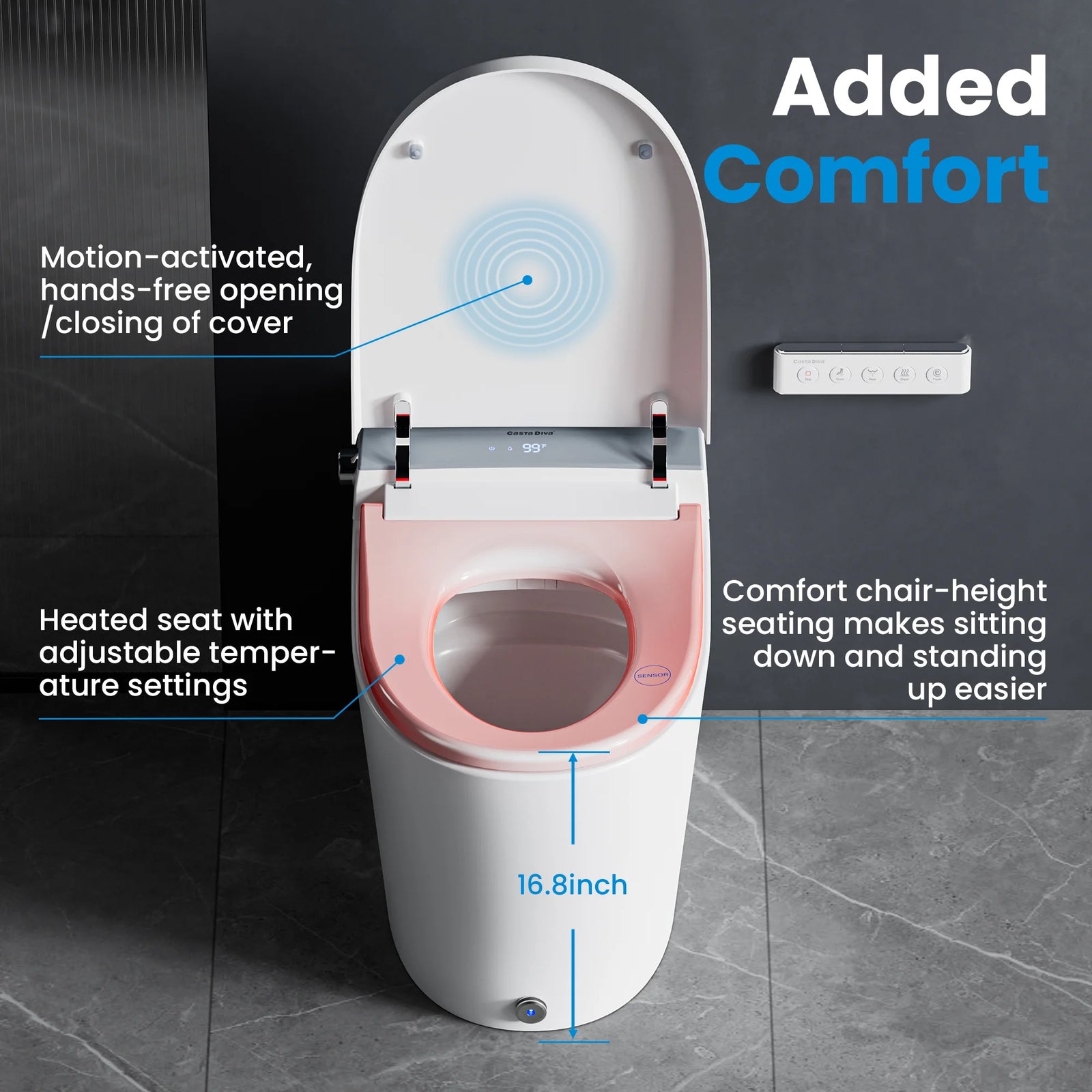 Casta Diva Smart Bidet Toilet, Auto OpenClose, Buit-in Tank CD-Y090-9