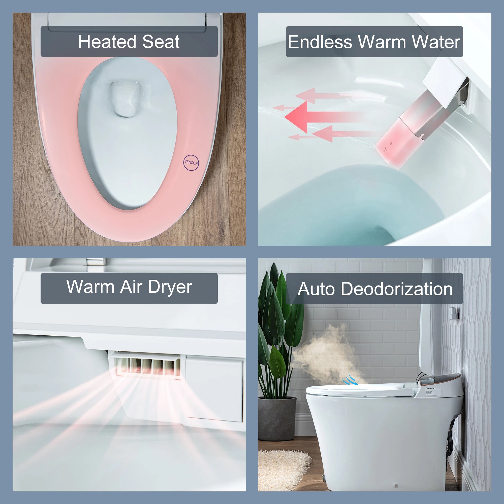 Casta Diva Smart Bidet Toilet, Auto Open/Close, Heated Seat, Auto Flush, UV Sterilization | CD-Y010S