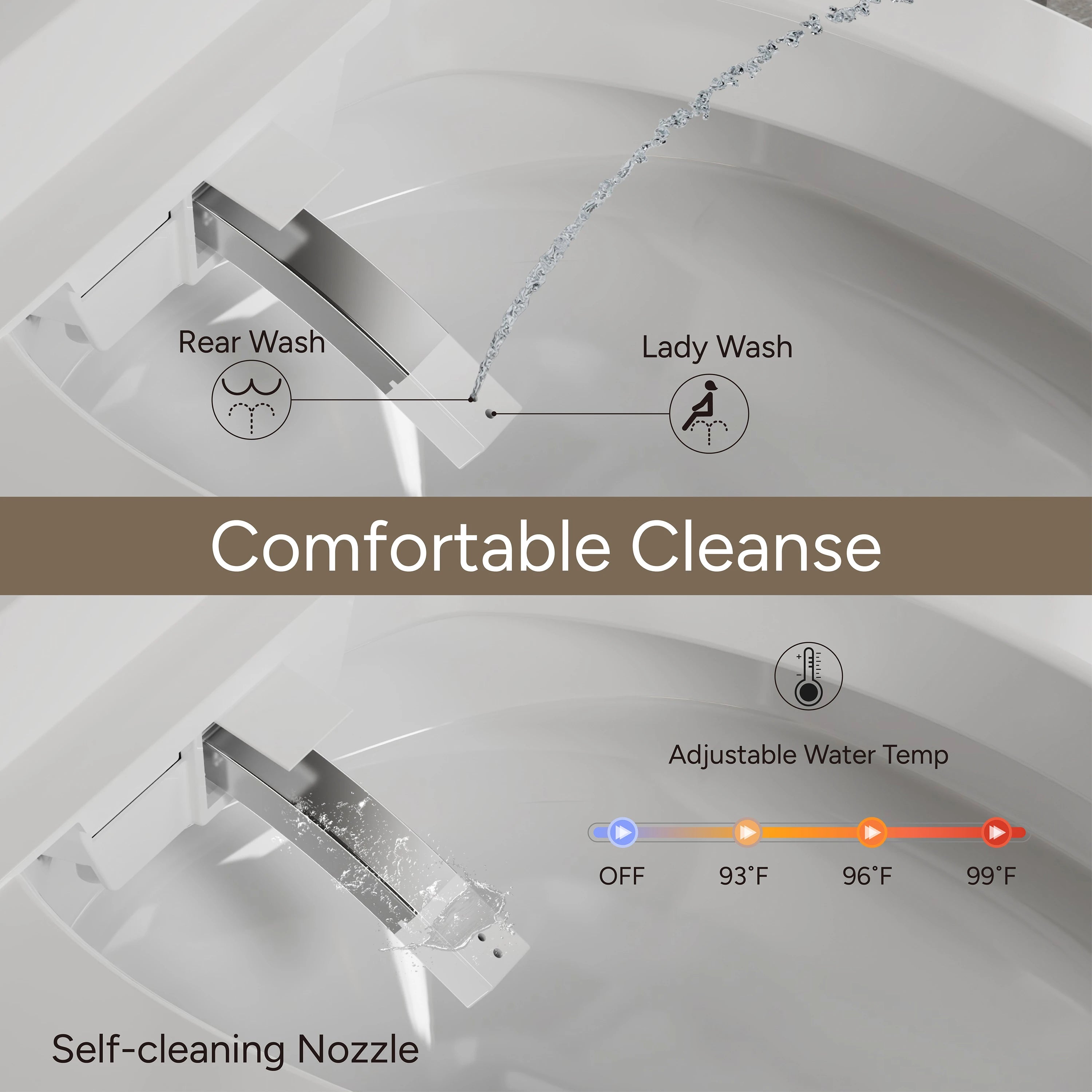 Casta Diva Smart Bidet Toilet, Heated Seat, Auto Flush, UV Sterilization, Foot Sensor CD-Y010-3
