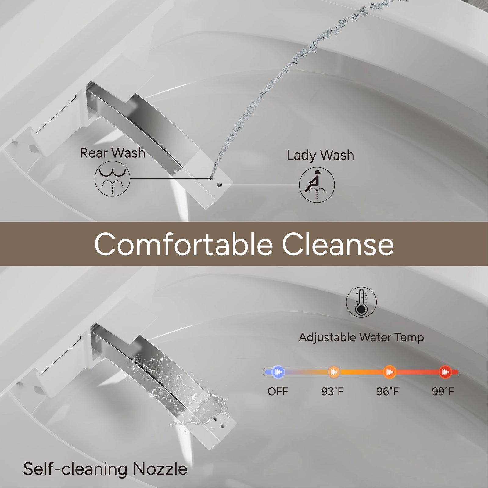 Casta Diva Smart Bidet Toilet, Heated Seat, Auto Flush, UV Sterilization, Foot Sensor CD-Y010-3