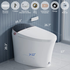 Installation accessories and remote control included with Casta Diva smart toilet, model CD-Y010PRO